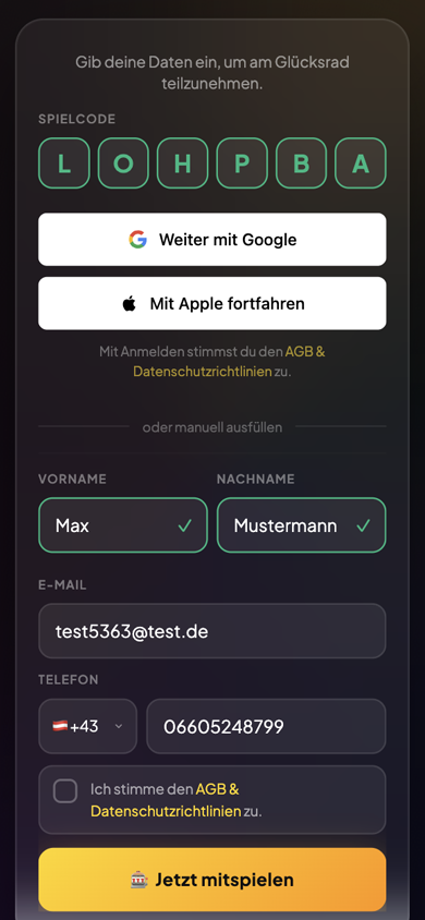 Spieler-Ansicht Smartphone